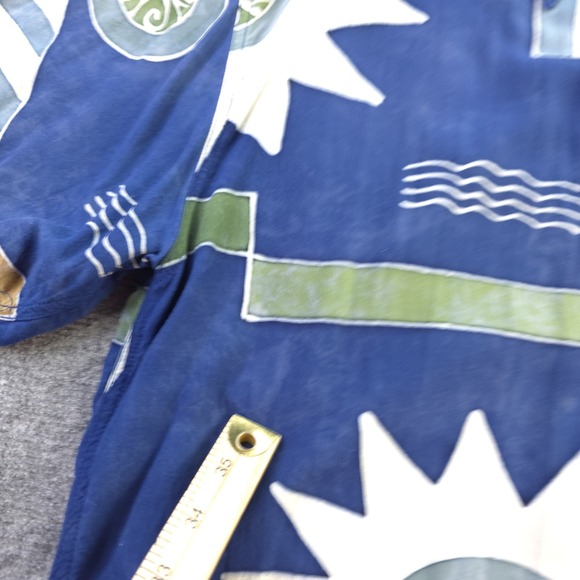 Vintage Territory Ahead Shirt Medium Blue Aztec Geometric Short Sleeve Rayon - Picture 5 of 10